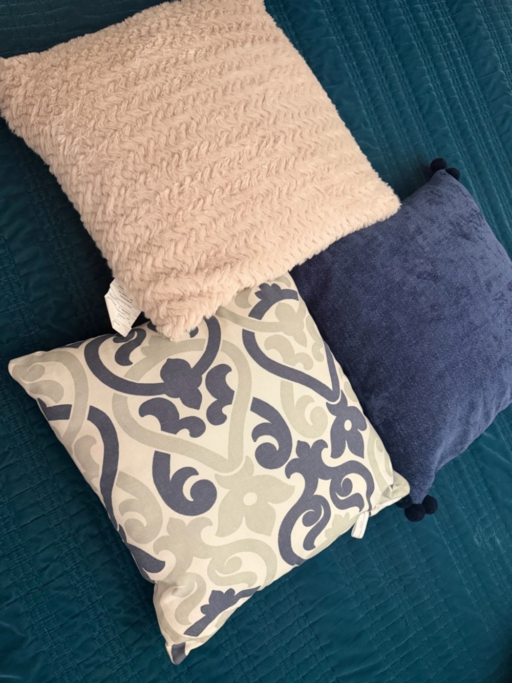 Decorative Throw Pillow Set - Blue, Navy & Cream